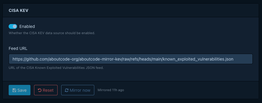 CISA KEV configuration