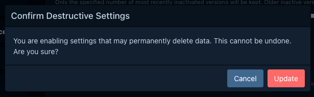 Destructive action confirmation dialog