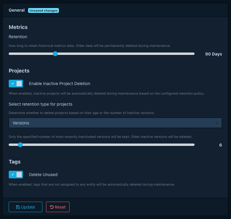 Version-based project retention