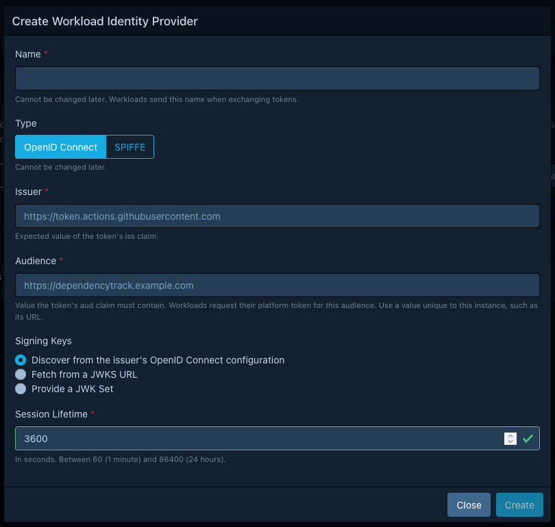 Create provider modal