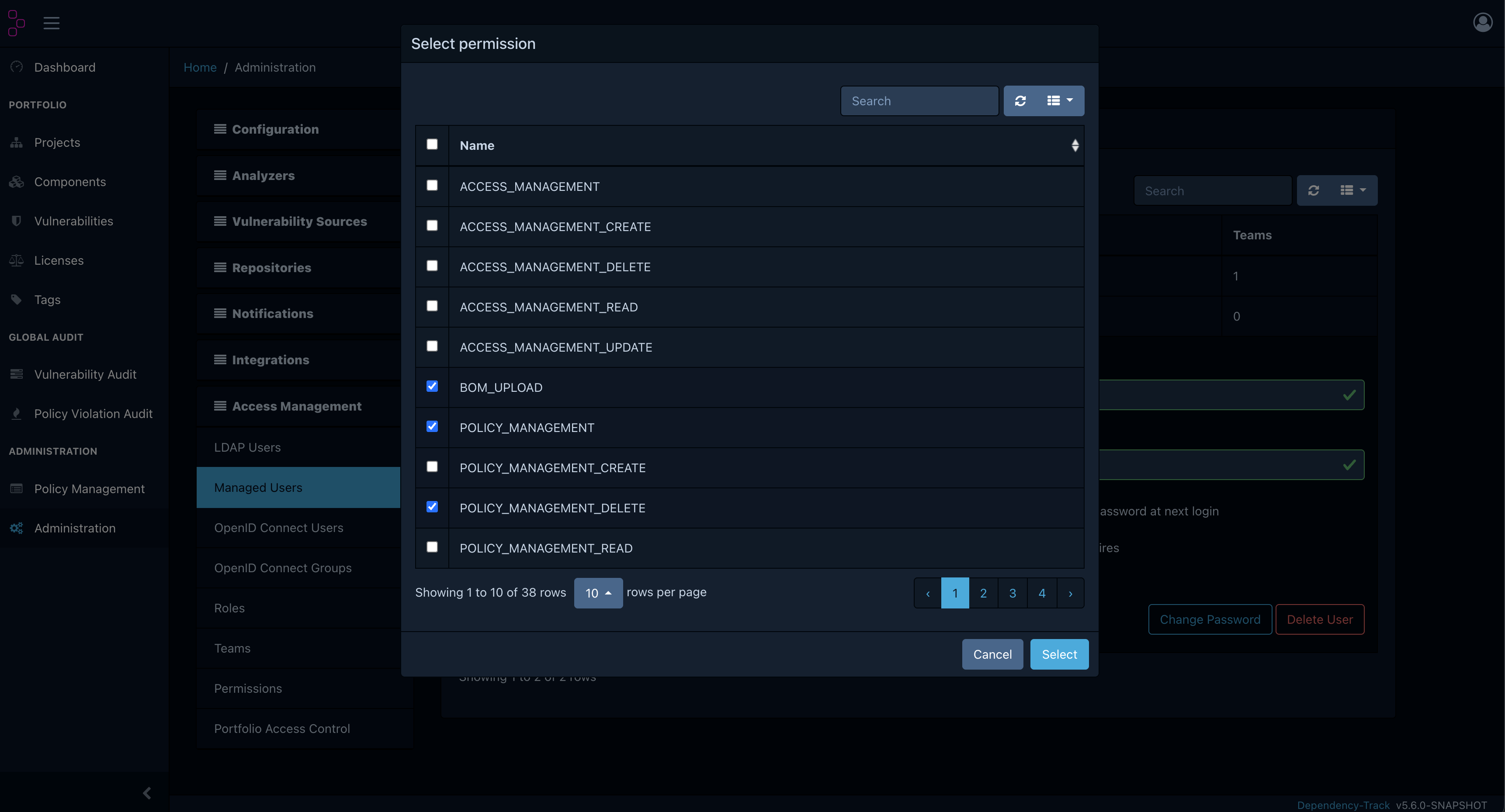 Select Permissions