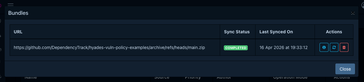 Bundles management modal